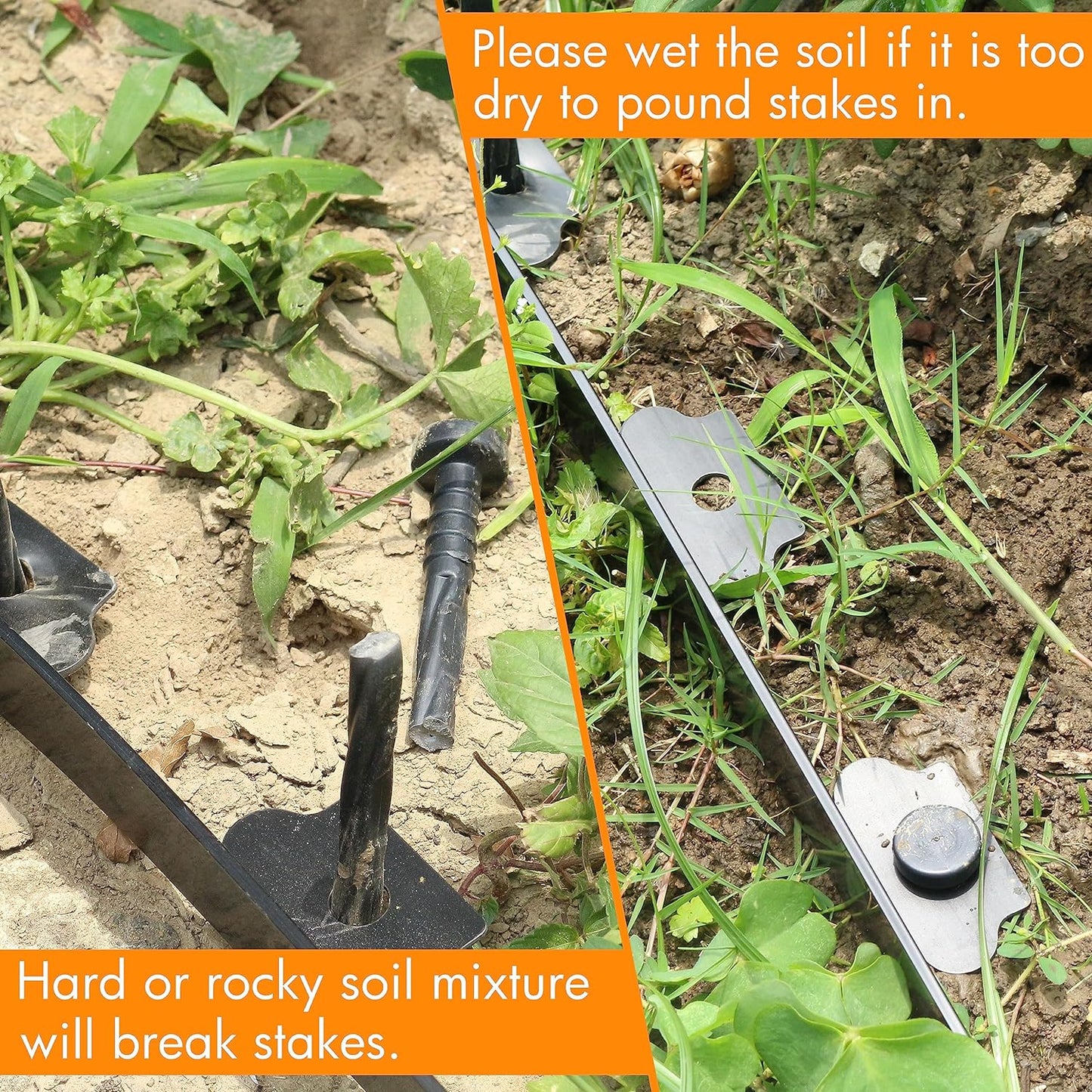 Gardzen 1.5" x 33' Landscape Edging Kit, Garden Edging Coil Comes with 40 Pcs Spikes, No Dig Lawn Border Design