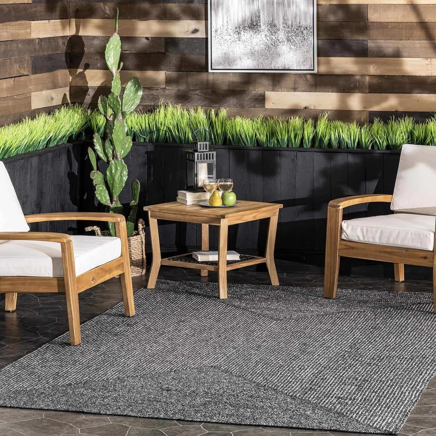 nuLOOM 8' x 10' Solid Hand Braided Indoor/Outdoor Area Rug, Pet-Friendly, High Traffic, Weather Resistant, for Patio, Balcony, Bedroom, Living, Dining Room, Wynn Charcoal