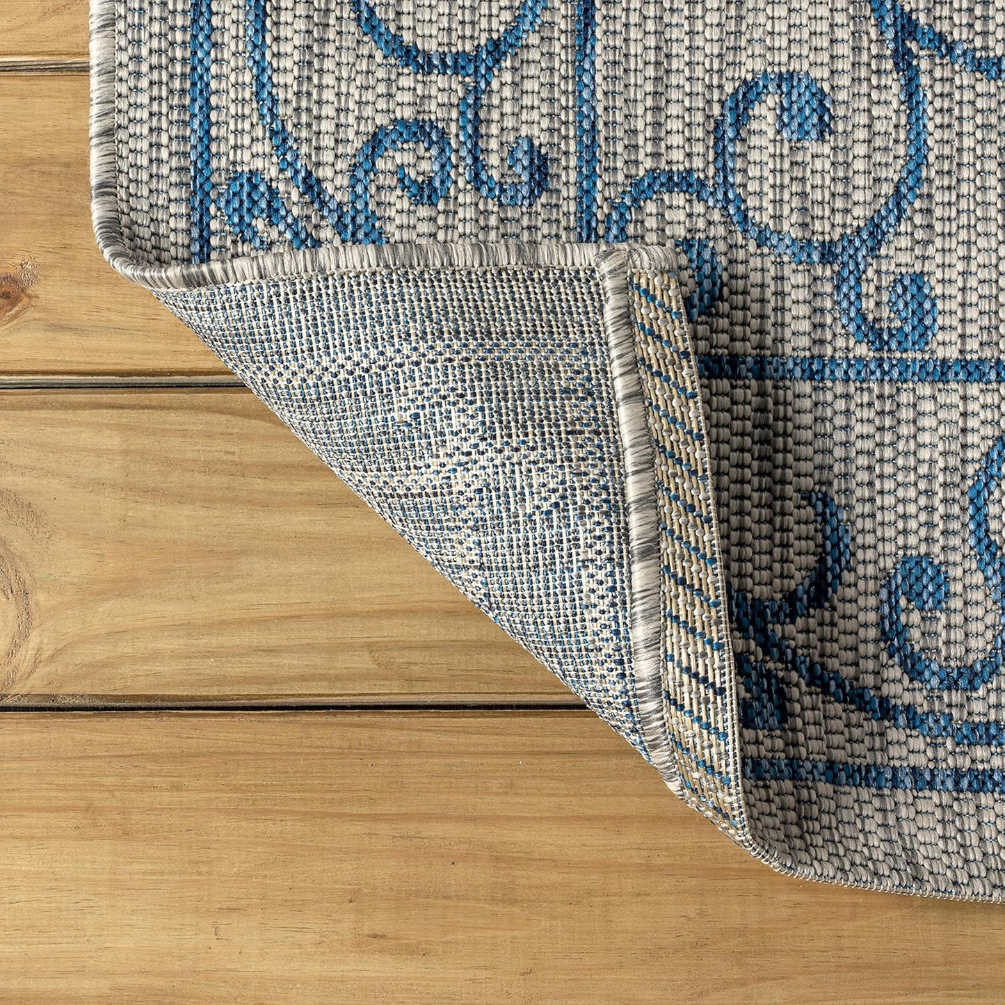 JONATHAN Y SMB106C-6R Charleston Vintage Filigree Textured Weave Gray/Navy 6' Round Indoor/Outdoor Area Rug, Pet Friendly, Non-Shedding, Stain Resistant, Easy-Cleaning for Backyard, Patio, Porch