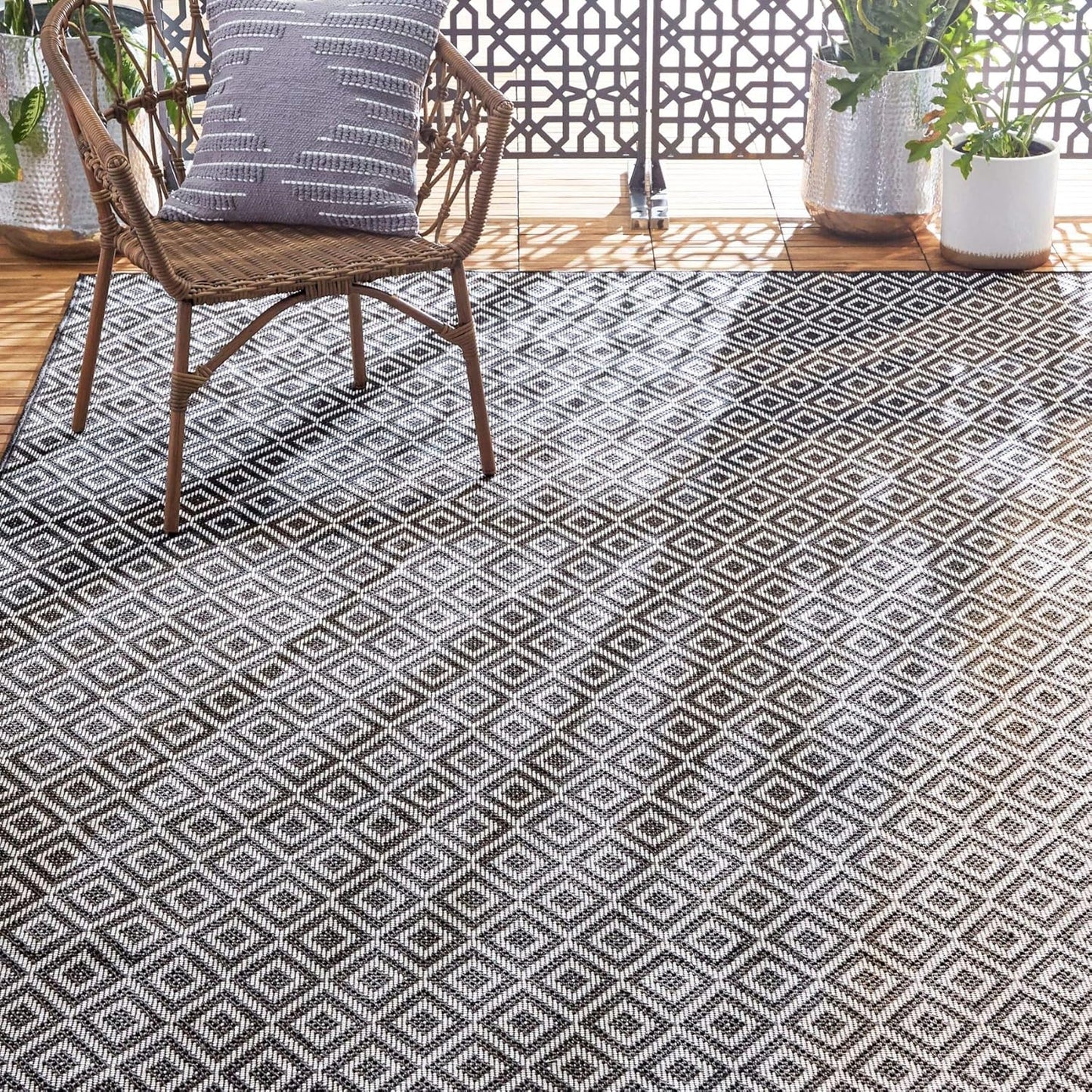 Home Dynamix Tripoli Lydia Geometric Area Rug, Charcoal/Cream, 6'6"x9'6" Rectangle