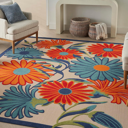 Nourison Home Aloha 63x89 Contemporary Fabric Rug in Multi-Color