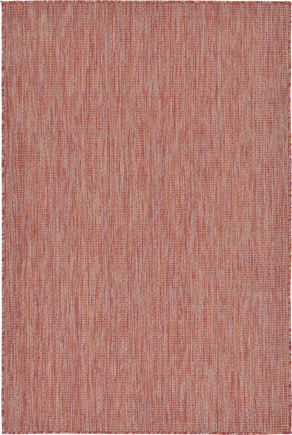 Unique Loom Collection Casual Transitional Solid Heathered Indoor/Outdoor Flatweave Area Rug (4' 1" x 6' 1" Rectangle, Rust Red/Beige)
