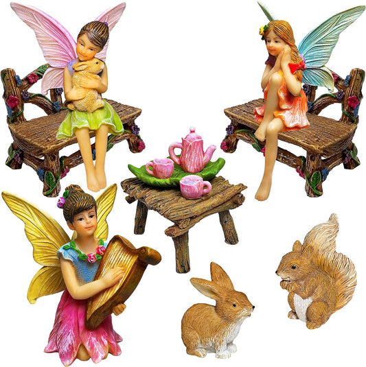 Mood Lab Fairy Garden - Miniature Figurines & Accessories Starter Kit - Fairy Garden Set of 12 pcs - Outdoor or House Decor