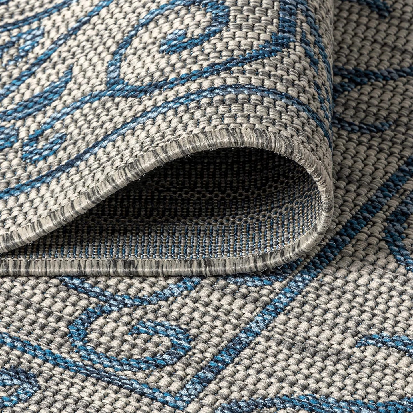 JONATHAN Y SMB106C-6SQ Charleston Vintage Filigree Textured Weave Gray/Navy 6' Square Indoor/Outdoor Area Rug, Pet Friendly, Non-Shedding, Stain Resistant, Easy-Cleaning for Backyard, Patio, Porch