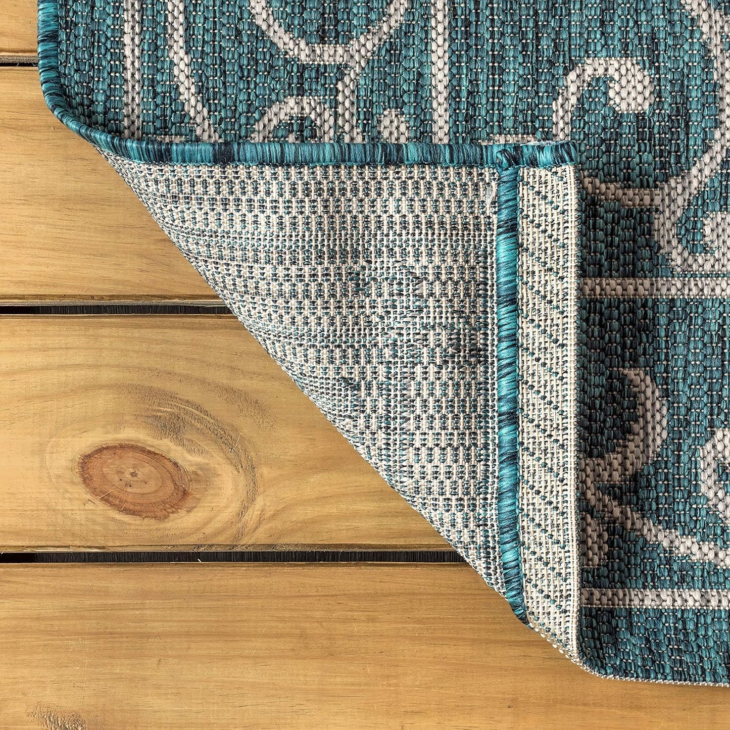 JONATHAN Y SMB106F-6SQ Charleston Vintage Filigree Textured Weave Teal/Gray 6' Square Indoor/Outdoor Area Rug, Pet Friendly, Non-Shedding, Stain Resistant, Easy-Cleaning for Backyard, Patio, Porch
