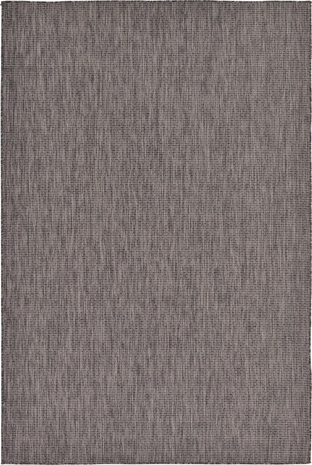 Unique Loom Collection Casual Transitional Solid Heathered Indoor/Outdoor Flatweave Area Rug (6' 1" x 9' Rectangle, Black/Ivory)