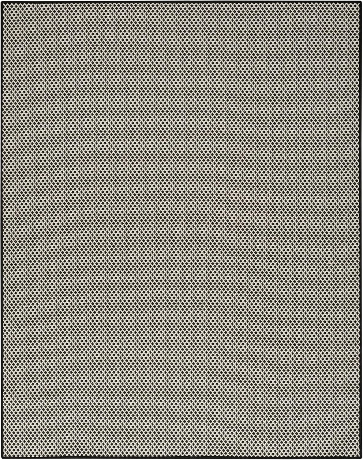 Nourison Home Courtyard Black White 10' x 14' Area Rug - Easy Clean, Non Shedding, Bed Room, Living Room, Dining Room, Kitchen (10' x 14')