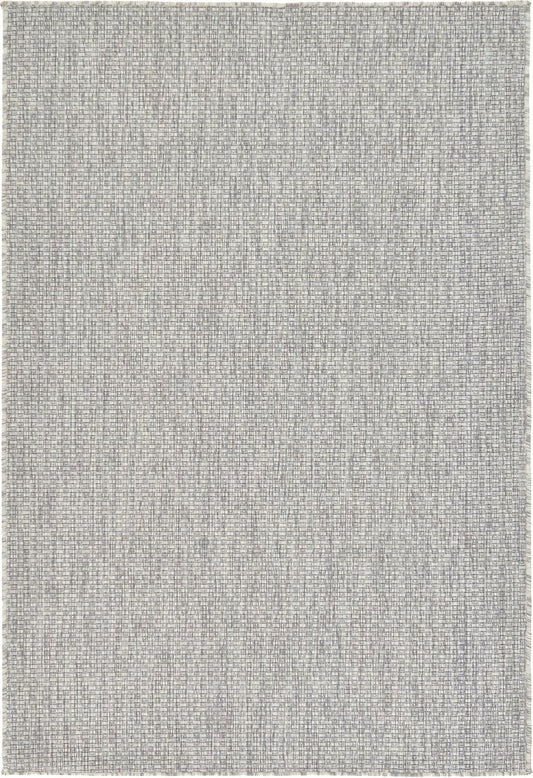 Unique Loom Collection Casual Transitional Solid Heathered Indoor/Outdoor Flatweave Area Rug (4' 1" x 6' 1" Rectangle, Light Gray/Ivory)