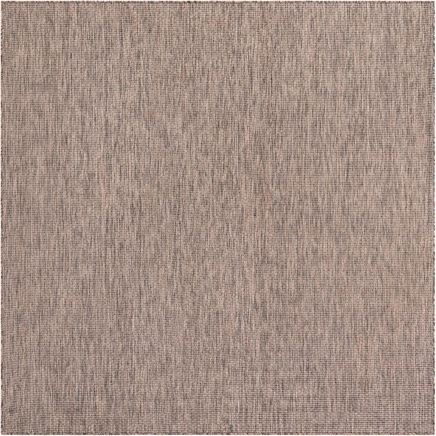 Unique Loom Outdoor Solid Collection Area Rug (7' 10" Square Light Brown/Ivory)