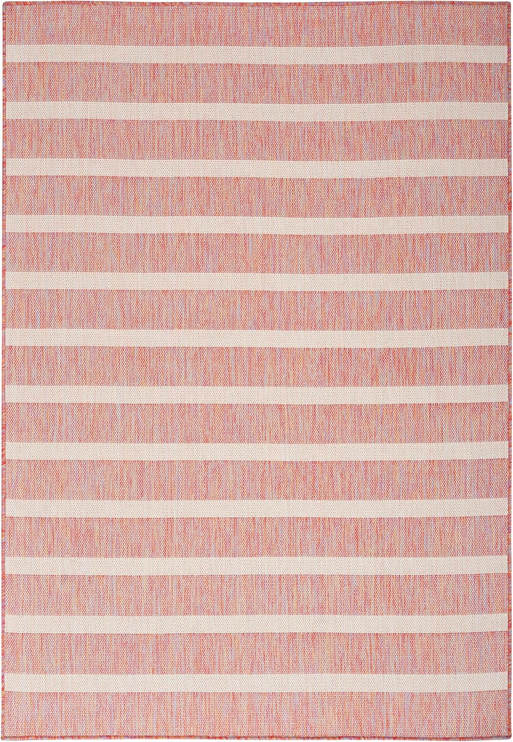 Nourison Home Positano Indoor/Outdoor Rainbow Ivory 5' x 7' Area Rug, Easy Cleaning, Non Shedding, Bed Room, Living Room, Dining Room, Deck, Backyard, Patio (5x7)