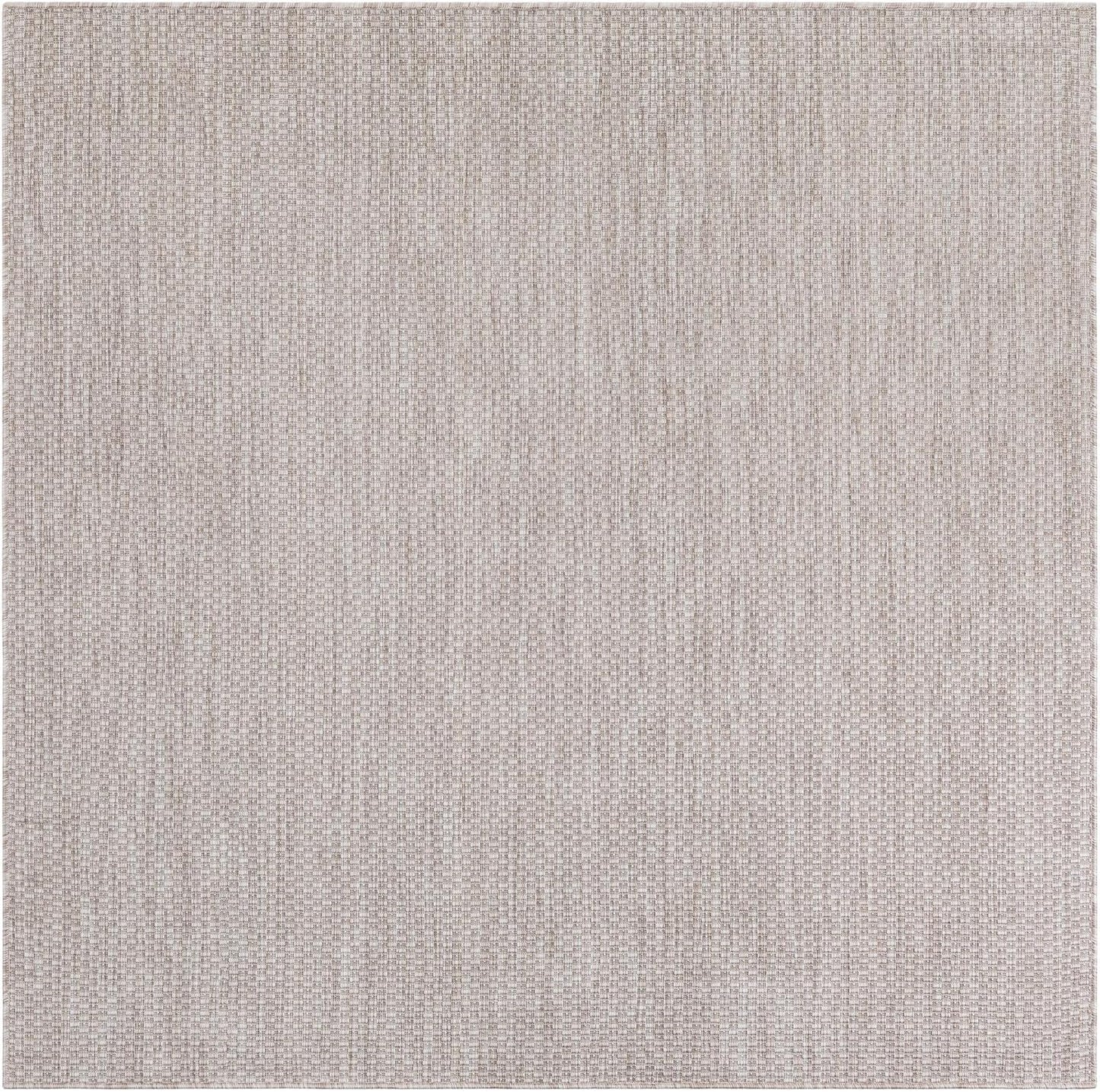 Unique Loom Outdoor Solid Collection Area Rug (6' 1" Square Beige/Ivory)