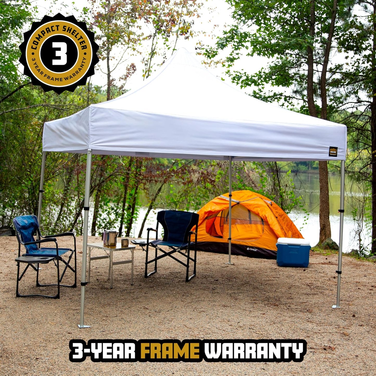 10x10 Heavy Duty Pop Up Canopy - EZ Up, Commercial Grade Aluminum Frame, 42” Folded Frame Height, UPF 50+, Adjustable Portable Tent for Beach, Events, Camping, Roller Bag (Black)