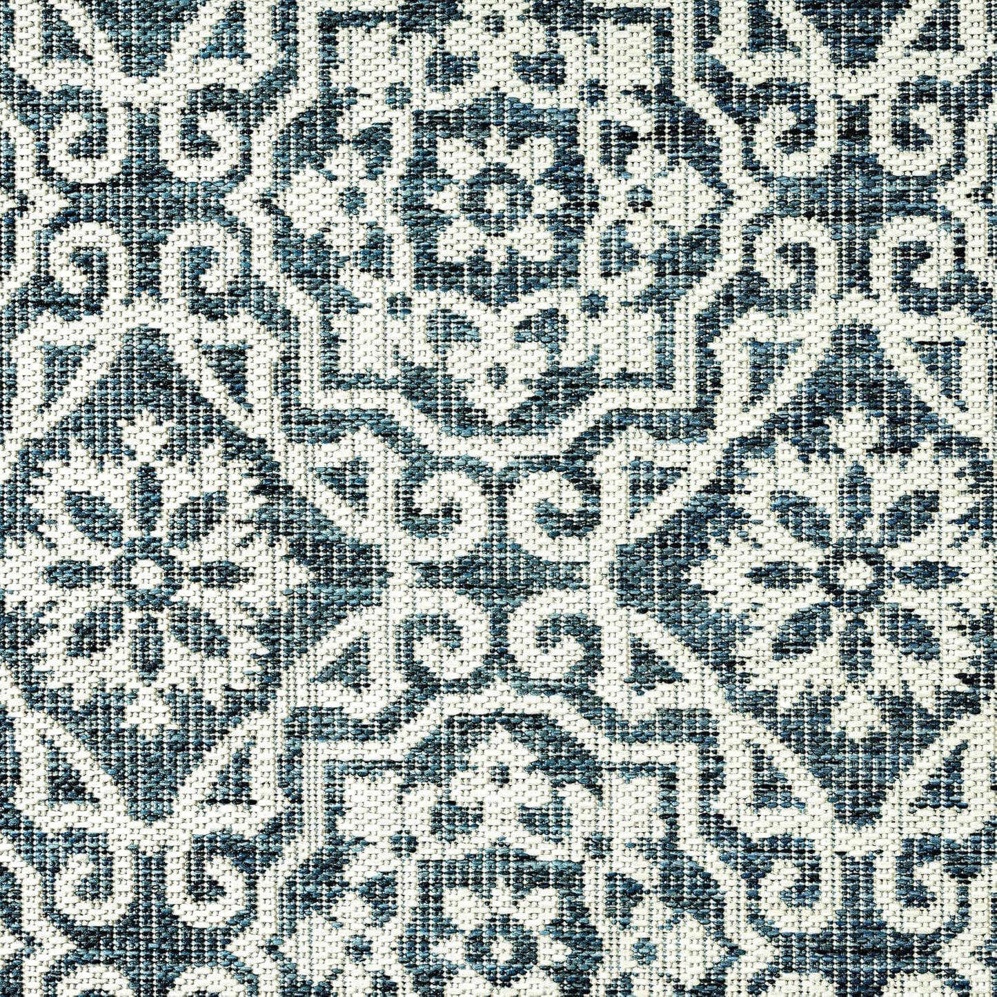 Nicole Miller New York Patio Country Julia Transitional Geometric Indoor/Outdoor Area Rug, Blue/White, 5'2"x7'2"