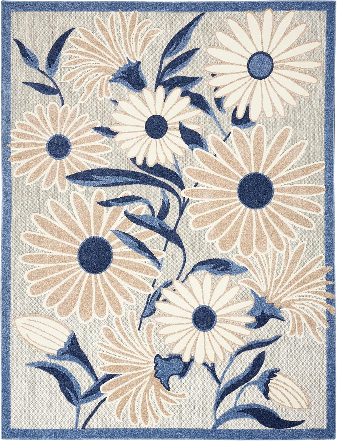 Nourison Home Aloha 4' x 6' Blue Gray Fabric Contemporary Area Rug (4' x 6')