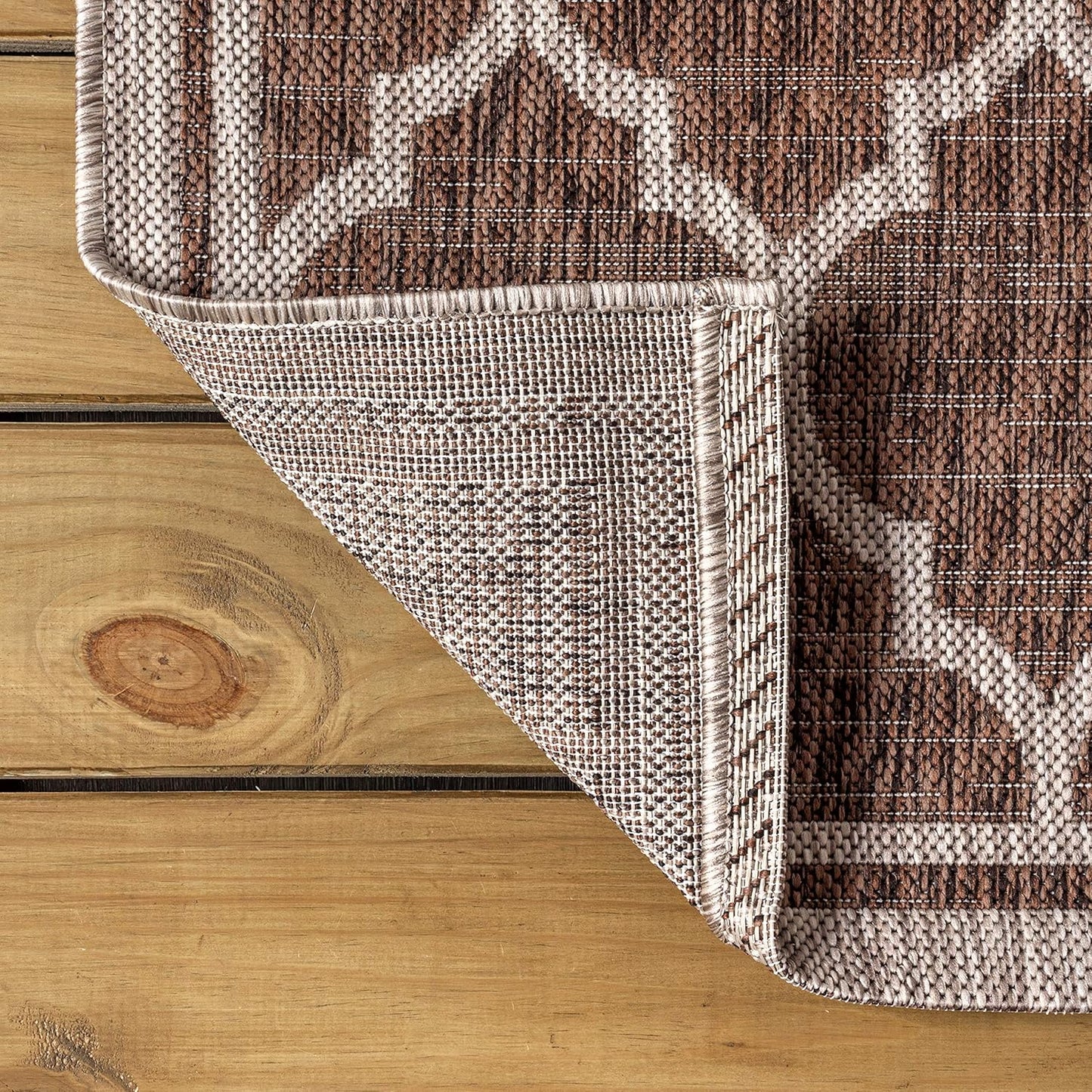 Eyely BMS109B-8TGN Trebol Moroccan Trellis Textured Weave Espresso/Taupe 8' Octagon Indoor/Outdoor Area Rug, Espresso/Taupe, 8' Octagon, Indoor/Outdoor, Area Rug