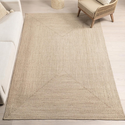 nuLOOM 2' x 18' Solid Hand Braided Indoor/Outdoor Area Rug, Pet-Friendly, High Traffic, Weather Resistant, for Patio, Balcony, Bedroom, Living, Dining Room, Wynn Tan