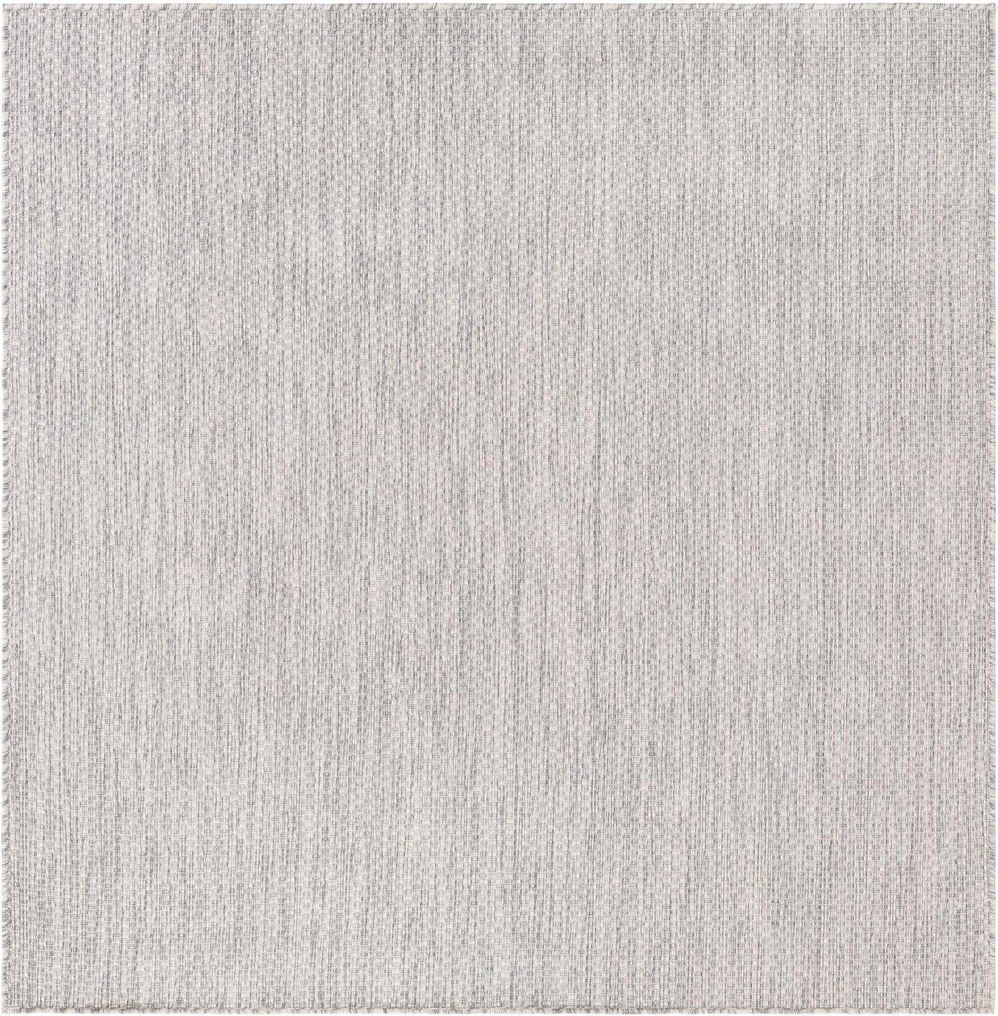 Unique Loom Outdoor Solid Collection Area Rug (6' 1" Square Light Gray/Ivory)